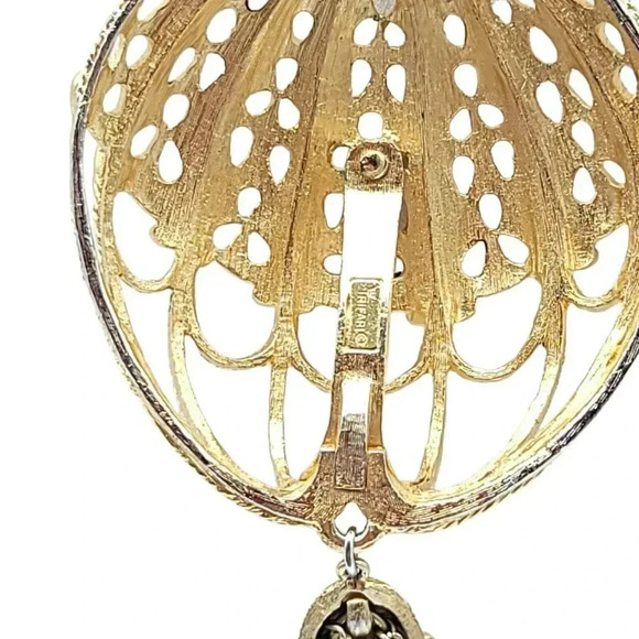 Crown TRIFARI Hot Air Balloon Pendant Necklace Large w/ Tassel Drop Vintage (B) - Picture 3 of 7